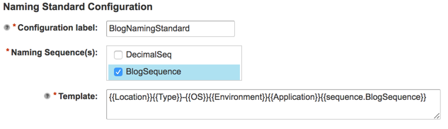 Naming standard request form with template