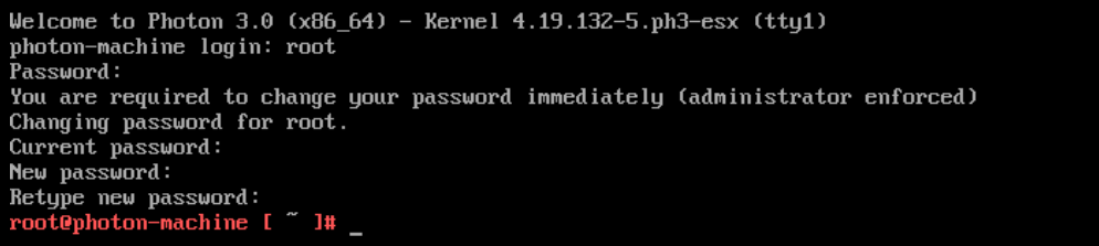 Change the password of the root account upon first login